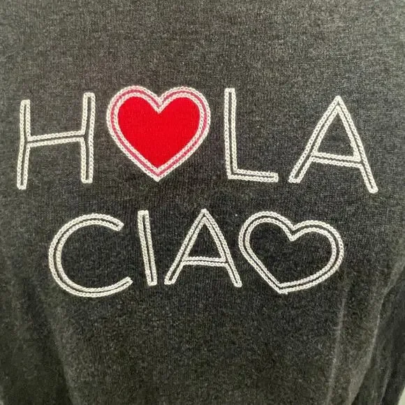 Banana Republic Hola Ciao Knit Heart Sweater Size Medium Soft Essential - Picture 2 of 5